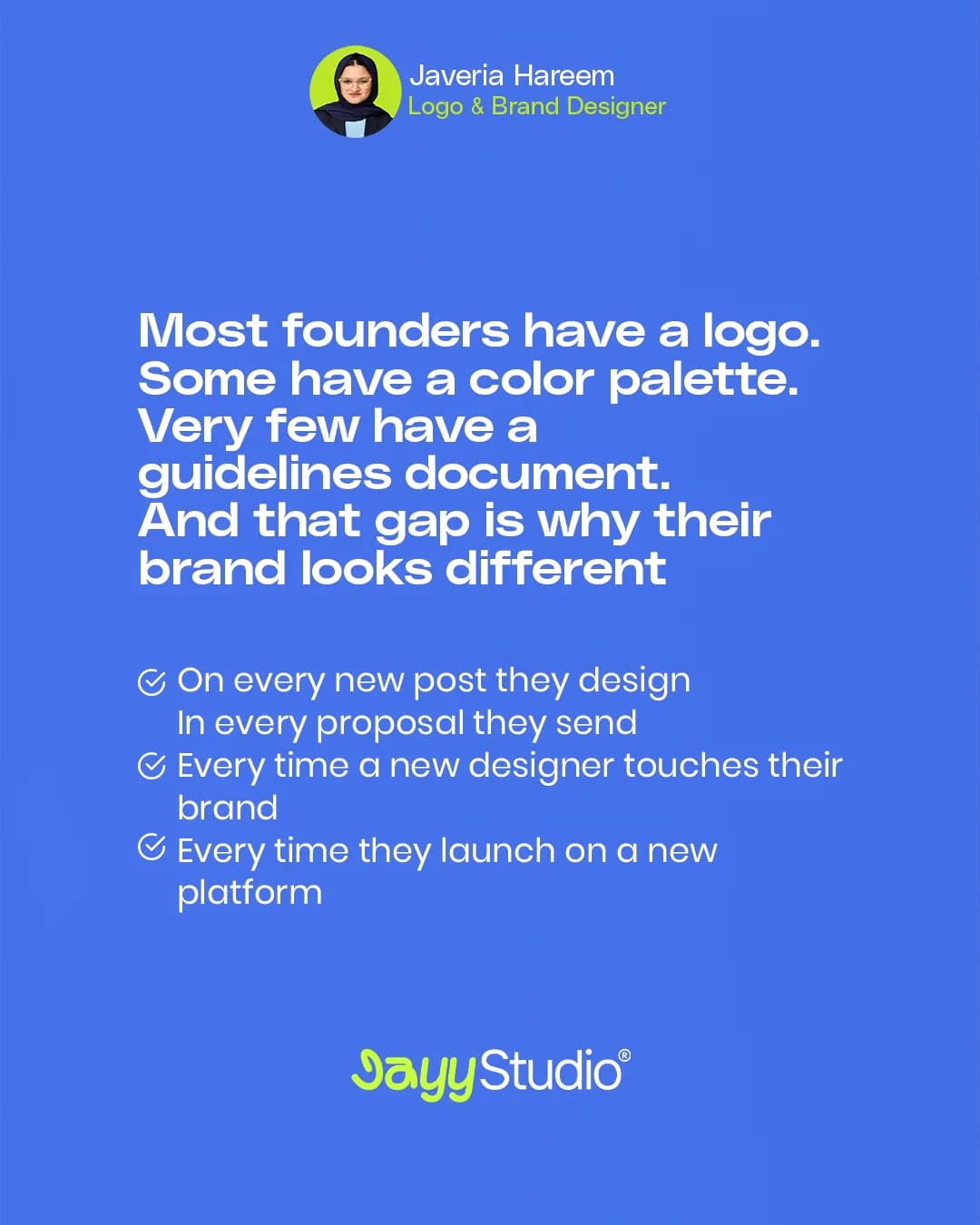 Most founders have a logo. Some have a colour palette. Very few have a guidelines document, and that gap is why their brand looks different on every new post, in every proposal and on every new platform.