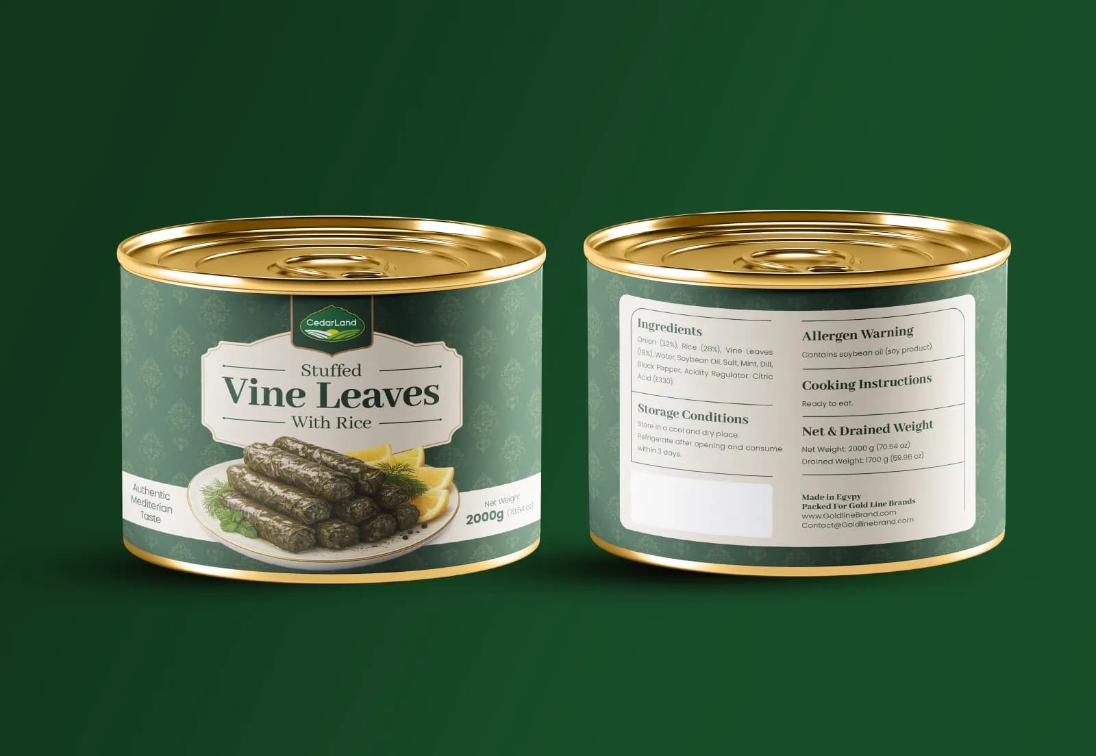 CedarLand Stuffed Vine Leaves, packaging by Jayy Studio